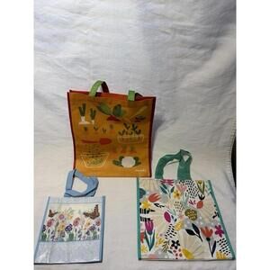 3  Reusable Colorful Tote Bags  With Handles